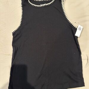 Old Navy Black Sleeveless Top with White cream Trim